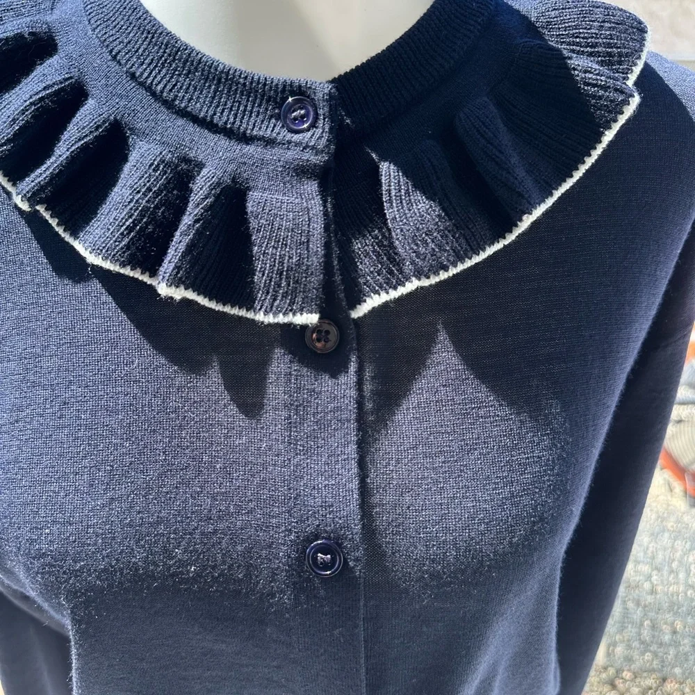 Doen Grazia Navy Blue 100% Merino Wool Cardigan Sweater Size Small NWT NEW